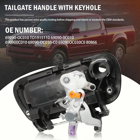Upgraded Metal Tailgate Handle Latch w/Keyhole Fits for Tundra 2000 2001 2002 2003 2004 2005 2006 Tailgate Handle Assembly TO1915110 69090-OC010 69090-0C010 690900C010 69090-OC030-C0 in Kuwait