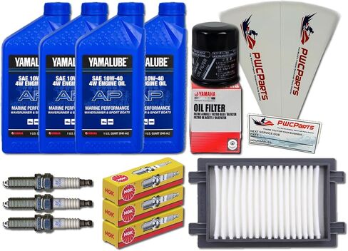 YAMAHA 2016+ TR-1 VX Cruiser Deluxe/ 2025+ Jet Blaster 2-Up 3-Up Oil Change Maintenance Kit w/NGK Spark Plugs & PWCParts Replacement 6EY-14451-00-00 Air Filter in Kuwait