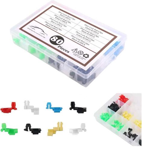 80PCS Car Door Lock Rod Clip Kit,Portable Car Door Handle Clip Kit for Fixing Handle Rod,Essential Cars Doors Rods Clips for Left/Right/Tailgate Doors Handles Cars Accessories in Saudi Arabia