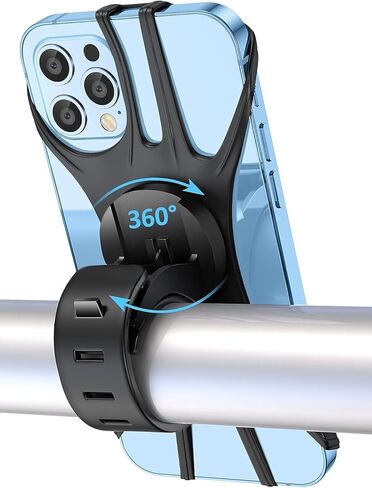 حامل هاتف للدراجة، حامل هاتف عالمي للدراجة، قابل للدوران 360 درجة، مقود تثبيت للهاتف من السيليكون لهواتف iPhone وGalaxy وXiaomi وHonor وRealme وHuawei وPixel وOneplus وغيرها من الهواتف المحمولة 4.5-7.0 in Kuwait