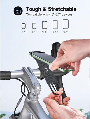 حامل هاتف للدراجة، حامل هاتف عالمي للدراجة، قابل للدوران 360 درجة، مقود تثبيت للهاتف من السيليكون لهواتف iPhone وGalaxy وXiaomi وHonor وRealme وHuawei وPixel وOneplus وغيرها من الهواتف المحمولة 4.5-7.0 in Kuwait