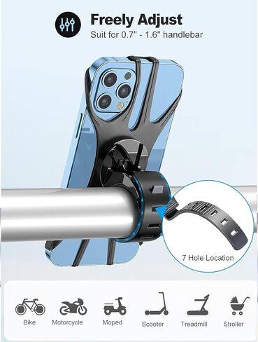 حامل هاتف للدراجة، حامل هاتف عالمي للدراجة، قابل للدوران 360 درجة، مقود تثبيت للهاتف من السيليكون لهواتف iPhone وGalaxy وXiaomi وHonor وRealme وHuawei وPixel وOneplus وغيرها من الهواتف المحمولة 4.5-7.0 in Kuwait