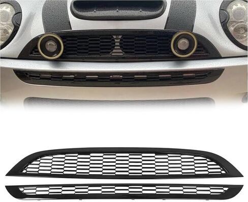 شبكة HECASA الأمامية العلوية والسفلية متوافقة مع 2002-2006 Mini Cooper & S R50 R52 R53 شبكة ممتص الصدمات على شكل قرص العسل باللون الأسود in Saudi Arabia