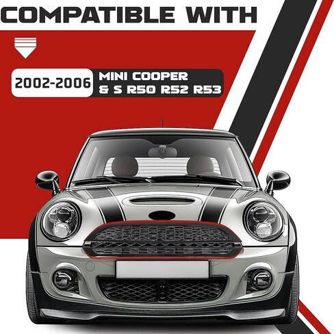شبكة HECASA الأمامية العلوية والسفلية متوافقة مع 2002-2006 Mini Cooper & S R50 R52 R53 شبكة ممتص الصدمات على شكل قرص العسل باللون الأسود in Saudi Arabia
