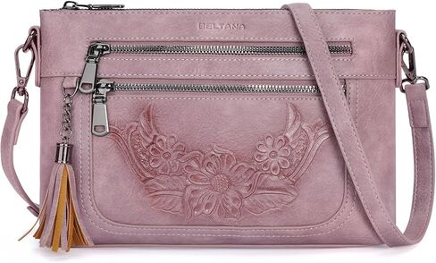 BELTANA Small Crossbody Purse for Women,Vegan Leather Women's Crossbody Bag with Multi Pocket Embossed Shoulder Handbag in Saudi Arabia