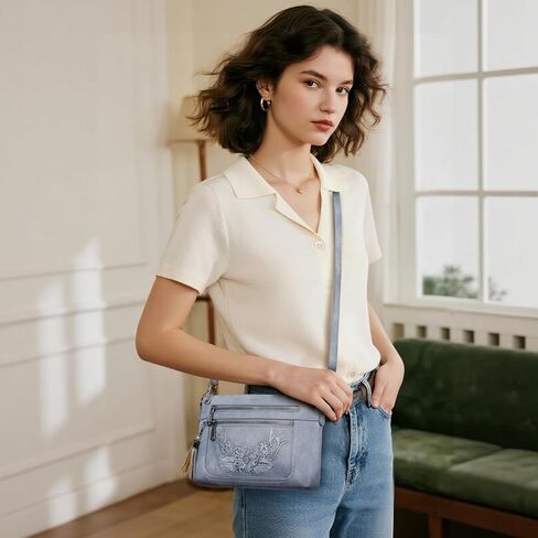 BELTANA Small Crossbody Purse for Women,Vegan Leather Women's Crossbody Bag with Multi Pocket Embossed Shoulder Handbag in Saudi Arabia