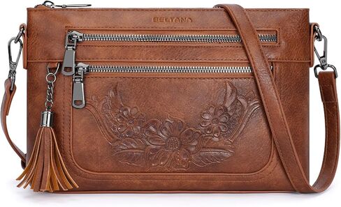 BELTANA Small Crossbody Purse for Women,Vegan Leather Women's Crossbody Bag with Multi Pocket Embossed Shoulder Handbag in Saudi Arabia