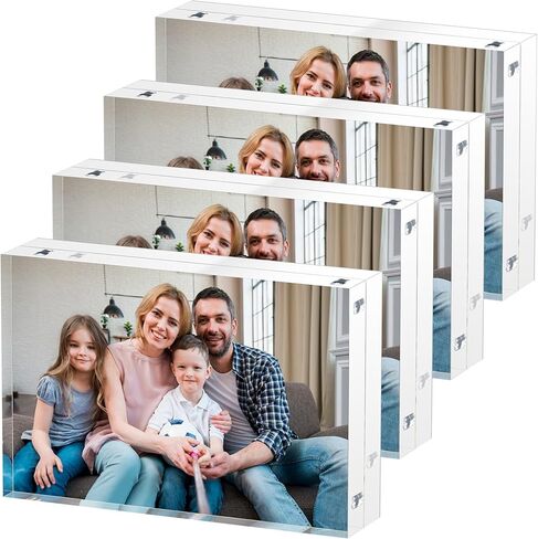 Polaroid Small Wallet Size Picture Frames, 4 Pack Magnetic Clear Acrylic 2.5 x 3.5 Picture Frames, Business Card Frame, 20mm Thicker for Desk Double Sided Family Personal Pet Photo Display in Saudi Arabia