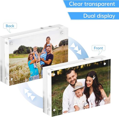 Polaroid Small Wallet Size Picture Frames, 4 Pack Magnetic Clear Acrylic 2.5 x 3.5 Picture Frames, Business Card Frame, 20mm Thicker for Desk Double Sided Family Personal Pet Photo Display in Saudi Arabia