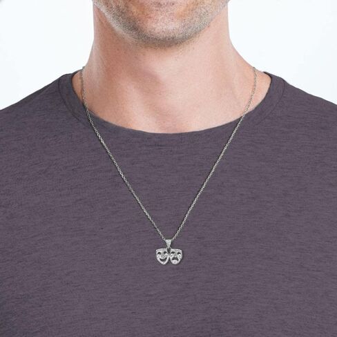 Claddagh Gold Exquisite .925 Sterling Silver Theater Acting Masks of Comedy and Tragedy Drama Pendant Necklace Choice of Pendant Only or Necklace Chain Length in Saudi Arabia