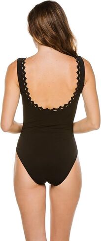 بدلة سباحة نسائية من قطعة واحدة برقبة على شكل حرف V من Karla Colletto باللون الأسود 8 in Kuwait