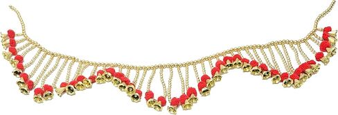 اليدوية التقليدية الأحمر Deepawali Bandhanwar الذهب توران باب معلق ديكور الباب حفل زفاف هووسورمينغ طول - 40 بوصة in Kuwait