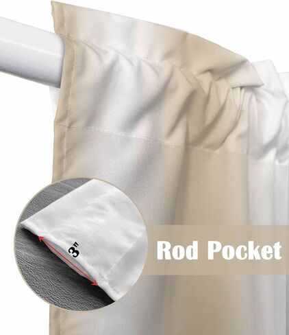 bemigo غنيمة الستائر للنوافذ، التدرج البيج قضيب جيب ستائر نافذة المطبخ على الحوض، الفن الحديث نافذة ستارة لوحة غنيمة الستائر التكافؤ، 36 بوصة طول in Kuwait