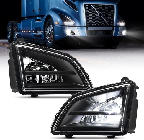 JFN LED Fog Light Lamp Compatible with 2018-2024 VNL Trucks, High/Low Beam Clear Lens Black Housing/w Plug in Kuwait