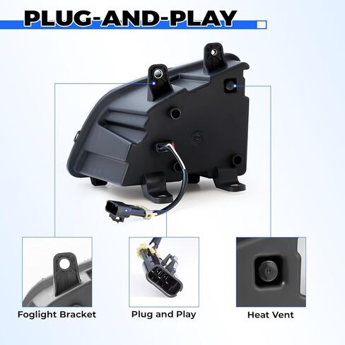 JFN LED Fog Light Lamp Compatible with 2018-2024 VNL Trucks, High/Low Beam Clear Lens Black Housing/w Plug in Kuwait