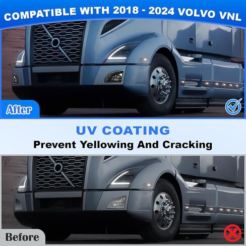 JFN LED Fog Light Lamp Compatible with 2018-2024 VNL Trucks, High/Low Beam Clear Lens Black Housing/w Plug in Kuwait