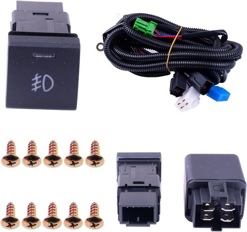 One Set Fog Light Lamps + Covers + Switch + Brackets + Wiring Compatible With Toyota RAV4 2019-2024 Replaces TO1038223 TO1039223 TO1038225 TO1039225 TO2593142 TO2592142 (LED), BLACK in Saudi Arabia