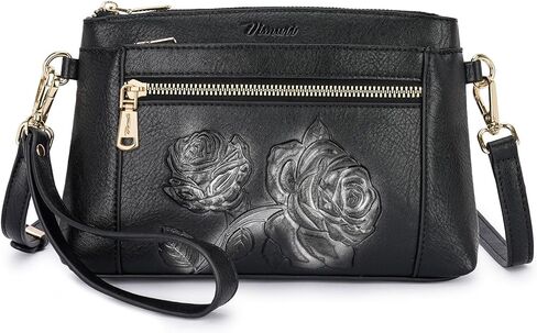 Small Crossbody Bags for Women,Vegan Leather Cell Phone Purse Embossed Clutch Purse with Shoulder and Wrist Strap | Breathable Material, Adjustable Strap, Multi-Pockets, Detachable Strap in Saudi Arabia
