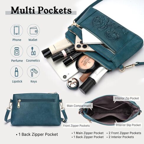 Small Crossbody Bags for Women,Vegan Leather Cell Phone Purse Embossed Clutch Purse with Shoulder and Wrist Strap | Breathable Material, Adjustable Strap, Multi-Pockets, Detachable Strap in Saudi Arabia