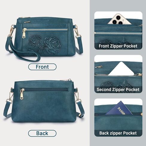 Small Crossbody Bags for Women,Vegan Leather Cell Phone Purse Embossed Clutch Purse with Shoulder and Wrist Strap | Breathable Material, Adjustable Strap, Multi-Pockets, Detachable Strap in Saudi Arabia