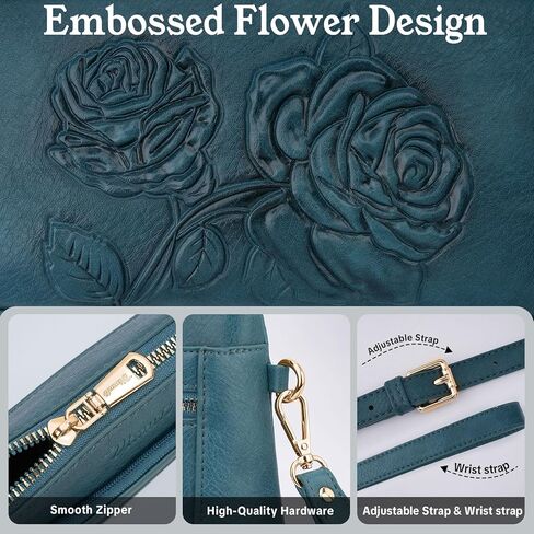 Small Crossbody Bags for Women,Vegan Leather Cell Phone Purse Embossed Clutch Purse with Shoulder and Wrist Strap | Breathable Material, Adjustable Strap, Multi-Pockets, Detachable Strap in Saudi Arabia