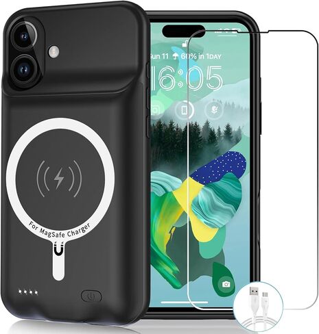 Wireless Charging Case for iPhone 14, 10000mAh High Capacity Portable Rechargeable Protective Battery Case Wireless Charging Compatible with iPhone 14 (6.1 inch) Extended Battery Charger Case (Black) in Saudi Arabia