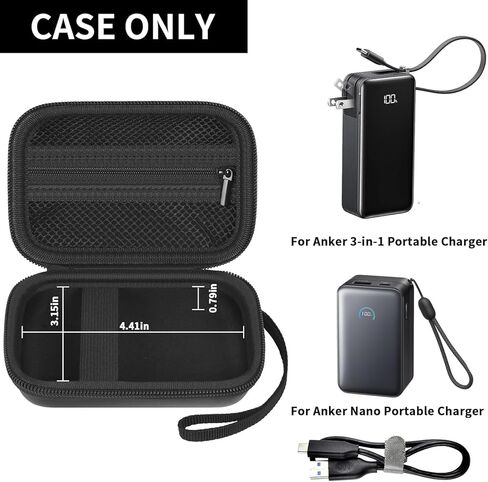 Boobowl Travel Case Compatible with Anker 3-in-1 Portable for iPhone Charger, 10,000mAh Power Bank, Storage Bag for Anker Charging Station with Accessories Mesh Pocket (Box Only)-Black in Kuwait