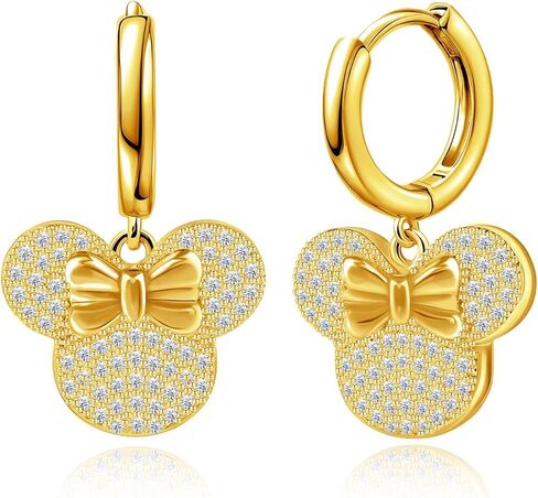 S925 الفضة الاسترليني مطلي الذهب الفأر القوس الأقراط لطيف تتدلى هوب الأقراط هيبوالرجينيك مكعب زركونيا القوس عقدة المتدلية القرط الغضروف الحيوان مجوهرات للنساء ابنة شقيقة حفلة عيد ميلاد in Kuwait