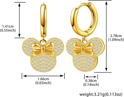 S925 الفضة الاسترليني مطلي الذهب الفأر القوس الأقراط لطيف تتدلى هوب الأقراط هيبوالرجينيك مكعب زركونيا القوس عقدة المتدلية القرط الغضروف الحيوان مجوهرات للنساء ابنة شقيقة حفلة عيد ميلاد in Kuwait