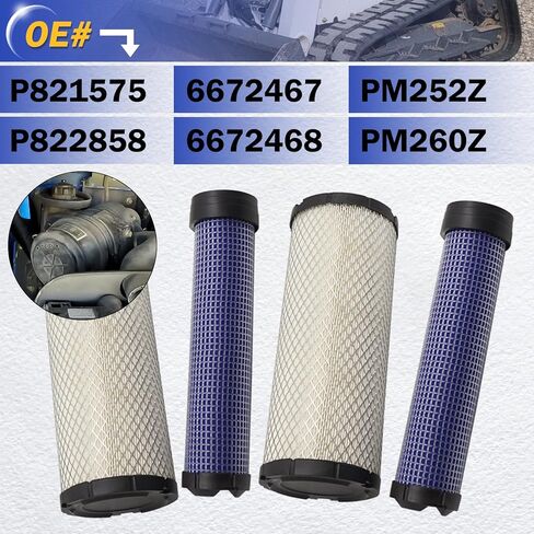 P821575 & P822858 Outer Inner Air Filter Air Cleaner for Bobcat FPG05 Air Cleaners Replaces 6672467 6672468 PM252Z PM260Z (Set of 2) in Saudi Arabia