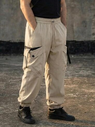 Men's Cargo Pants Elastic Waist Lightweight Breathable with Multi Pocket in Saudi Arabia