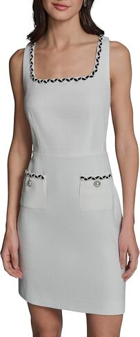 Karl Lagerfeld Women's Sleeveless Square Neck Tweed Sheath Mini Dress in Saudi Arabia
