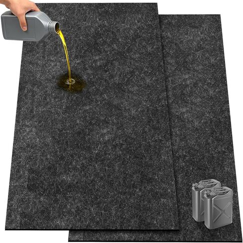 2 Pack 36" x 60" 0.12" Thick Oil Spill Mat Garage Rubber Mats for Floor – Black Water & Oil-Absorbent, Non-Slip, Easy to Clean, Reusable & Cut-to-Fit Mat for Car, Motorcycle, Driveway in Saudi Arabia