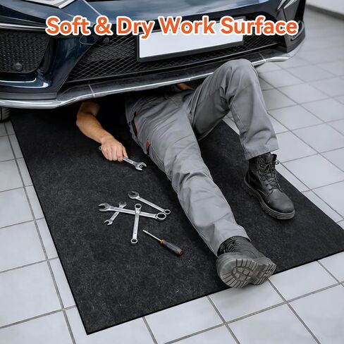 2 Pack 36" x 60" 0.12" Thick Oil Spill Mat Garage Rubber Mats for Floor – Black Water & Oil-Absorbent, Non-Slip, Easy to Clean, Reusable & Cut-to-Fit Mat for Car, Motorcycle, Driveway in Saudi Arabia