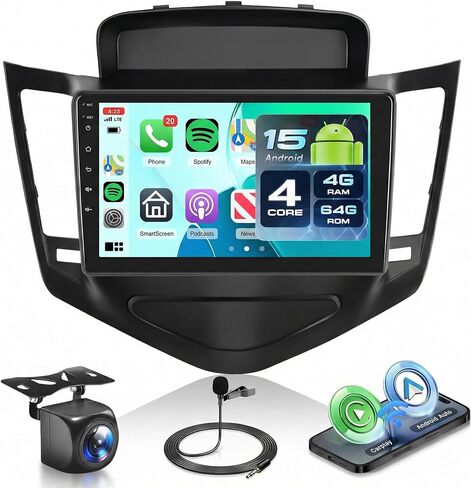 2+64G Android Car Radio Car Stereo for Chevrolet Chevy Cruze 2009-2015 with Wireless Carplay Android Auto, 9’’ Head Unit Touch Screen with Mirror Link WiFi GPS Bluetooth FM RDS EQ Backup Camera SWC in Kuwait
