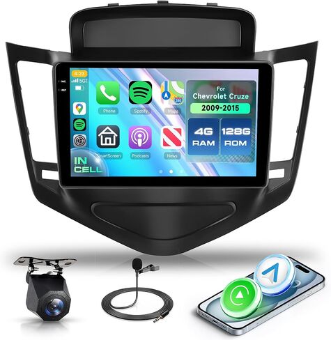 2+64G Android Car Radio Car Stereo for Chevrolet Chevy Cruze 2009-2015 with Wireless Carplay Android Auto, 9’’ Head Unit Touch Screen with Mirror Link WiFi GPS Bluetooth FM RDS EQ Backup Camera SWC in Kuwait