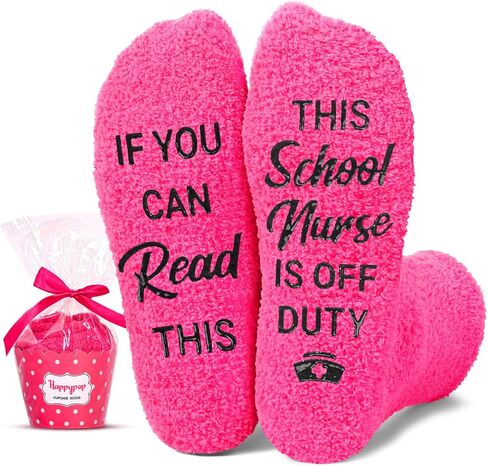 HAPPYPOP School Nurse Appreciation Gifts - Fuzzy School Nurse Socks for Women, Thank You Gift for Nurses Week, Graduation, Christmas in Saudi Arabia