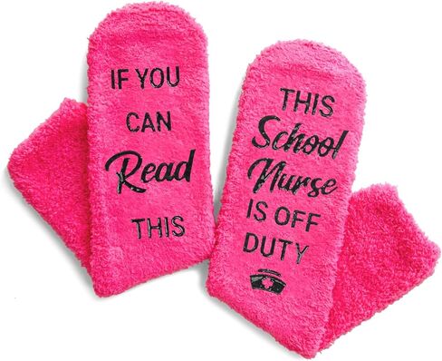 HAPPYPOP School Nurse Appreciation Gifts - Fuzzy School Nurse Socks for Women, Thank You Gift for Nurses Week, Graduation, Christmas in Saudi Arabia