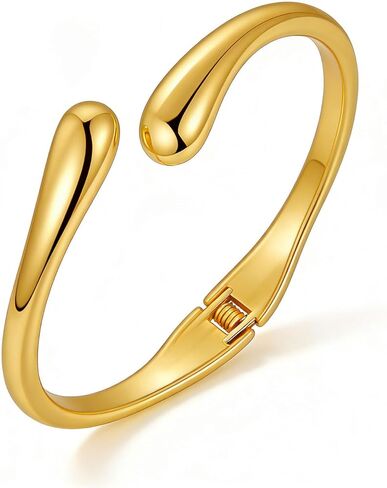 Chunky Gold Bangles for Women, 14k Gold Plated Twisted Hinged Stackable Bangle Bracelet Set, Trendy Cuff Bracelet Stack Fashion Jewelry Gifts in Saudi Arabia