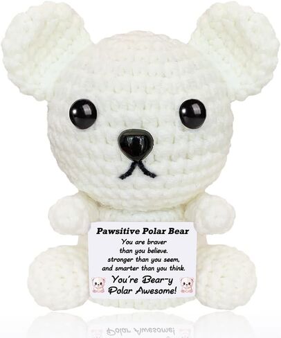عيد الميلاد الدعم العاطفي الكروشيه الدب القطبي أفخم لطيف الحيوانات الكروشيه الإيجابية مع رسائل صغيرة اليدوية ابتهج الهدايا للنساء الأخت أصدقاء عيد ميلاد محشوة أنت هدية رهيبة in Kuwait