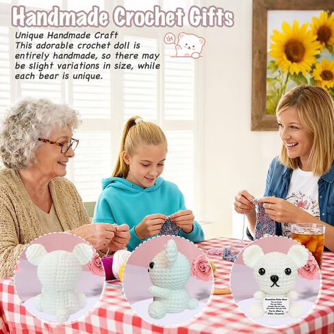 عيد الميلاد الدعم العاطفي الكروشيه الدب القطبي أفخم لطيف الحيوانات الكروشيه الإيجابية مع رسائل صغيرة اليدوية ابتهج الهدايا للنساء الأخت أصدقاء عيد ميلاد محشوة أنت هدية رهيبة in Kuwait