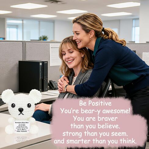 عيد الميلاد الدعم العاطفي الكروشيه الدب القطبي أفخم لطيف الحيوانات الكروشيه الإيجابية مع رسائل صغيرة اليدوية ابتهج الهدايا للنساء الأخت أصدقاء عيد ميلاد محشوة أنت هدية رهيبة in Kuwait