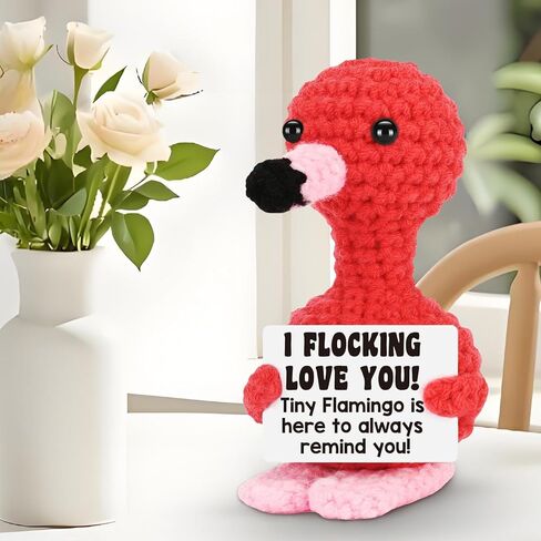 Mini Flamingo Birthday Gifts for Women, Bosses Day Gifts, Halloween Christmas Stocking Stuffer Gift for Coworker Friend, Positive Crochet Animals You are Amazing Emotional Flamingo Support Decor in Saudi Arabia