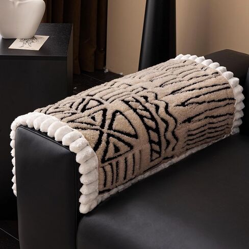 أغطية ذراع الأريكة القطيفة من بوهو، أغطية كرسي بذراعين ناعمة وغامضة، أغطية كرسي بذراعين مضادة للانزلاق للكلاب والقطط والحيوانات الأليفة من الجلد على شكل حرف L (قهوة، 28 بوصة × 28 بوصة) in Kuwait