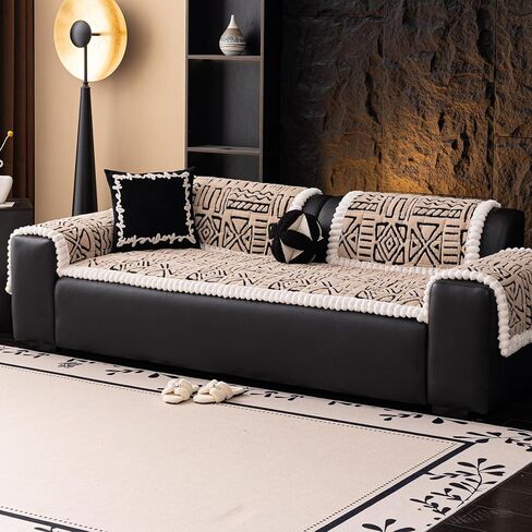 أغطية ذراع الأريكة القطيفة من بوهو، أغطية كرسي بذراعين ناعمة وغامضة، أغطية كرسي بذراعين مضادة للانزلاق للكلاب والقطط والحيوانات الأليفة من الجلد على شكل حرف L (قهوة، 28 بوصة × 28 بوصة) in Kuwait