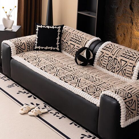 أغطية ذراع الأريكة القطيفة من بوهو، أغطية كرسي بذراعين ناعمة وغامضة، أغطية كرسي بذراعين مضادة للانزلاق للكلاب والقطط والحيوانات الأليفة من الجلد على شكل حرف L (قهوة، 28 بوصة × 28 بوصة) in Kuwait