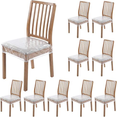 Wenqik 10 Pack Large Plastic Chair Seat Covers for Kitchen Dining Chair, Waterproof & Scratch Heavy Duty PVC Protectors, Fits 20 W x 18d x 2h Seat in Saudi Arabia
