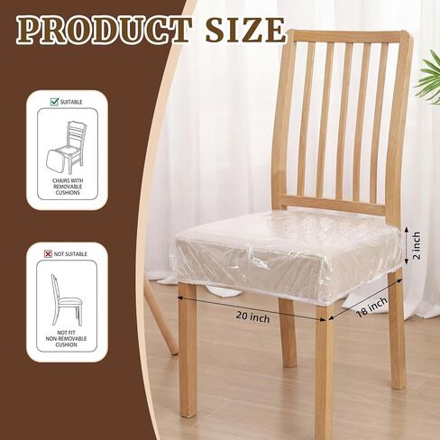 Wenqik 10 Pack Large Plastic Chair Seat Covers for Kitchen Dining Chair, Waterproof & Scratch Heavy Duty PVC Protectors, Fits 20 W x 18d x 2h Seat in Saudi Arabia
