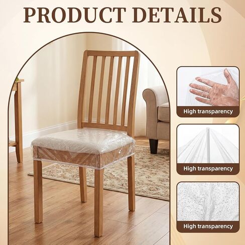 Wenqik 10 Pack Large Plastic Chair Seat Covers for Kitchen Dining Chair, Waterproof & Scratch Heavy Duty PVC Protectors, Fits 20 W x 18d x 2h Seat in Saudi Arabia