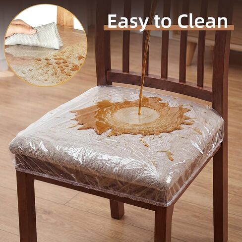 Wenqik 10 Pack Large Plastic Chair Seat Covers for Kitchen Dining Chair, Waterproof & Scratch Heavy Duty PVC Protectors, Fits 20 W x 18d x 2h Seat in Saudi Arabia
